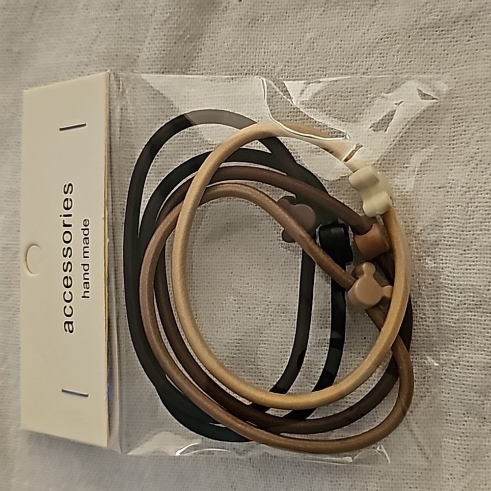 5 pack of mickey mouse hair ties neutral colors